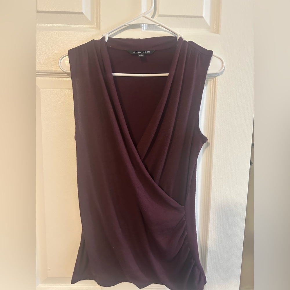 41 Hawthorn Deep Purple Sleeveless Wrap Blouse